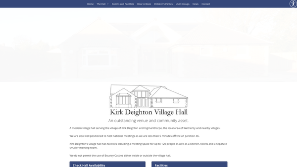 Screenshot of the Kirk Deighton Village Hall CIO website