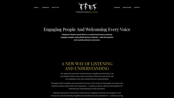 Screenshot of the Playback Theatre South West website