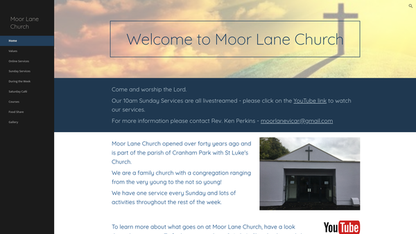 Screenshot of the Moor Lane Church Pre-School website