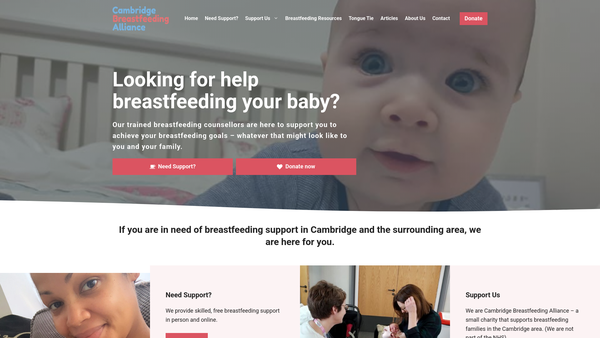 Screenshot of the Cambridge Breastfeeding Alliance website