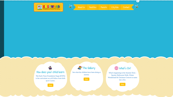 Screenshot of the Eastwood Neighbourhood Nursery CIO website