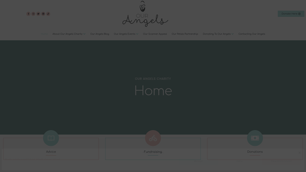Screenshot of the Our Angels Charity And Support Group website