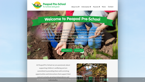 Screenshot of the Peapod Pre-School website