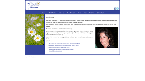 Screenshot of the The Fiona Foundation Charitable Appeal Trust website
