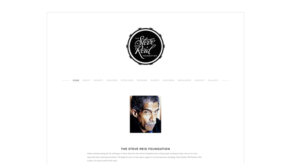 Screenshot of the Steve Reid Foundation website