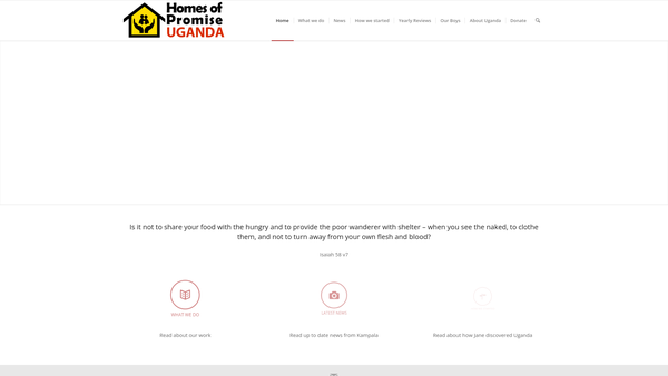 Screenshot of the Homes Of Promise website