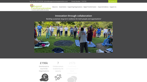 Screenshot of the Support Northamptonshire website