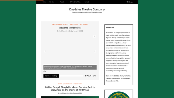 Screenshot of the Daedalus Theatre Company website