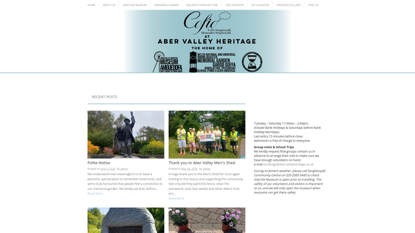 Screenshot of the Aber Valley Heritage Group website