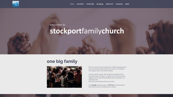 Screenshot of the Stockport Family Church website