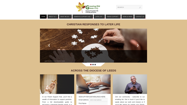 Screenshot of the Growing Old Grace-Fully website