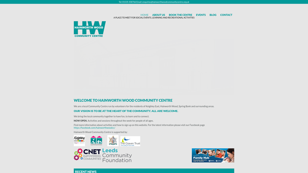 Screenshot of the Hainworth Wood Community Centre website