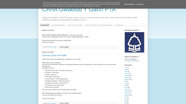 Screenshot of the Cyndeithas Rheini Ac Athramon Gwaelod Y Garth Parent Teacher Association website