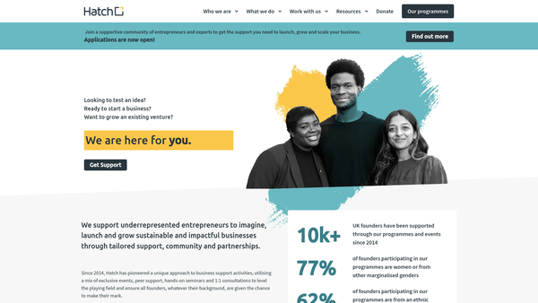 Screenshot of the Hatch Enterprise website