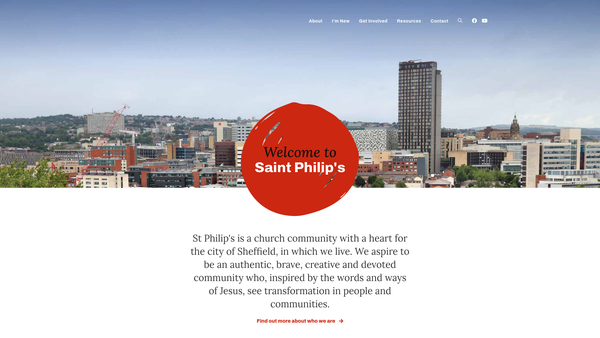 Screenshot of the St Philip's Church, Sheffield website