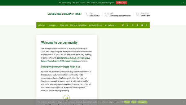 Screenshot of the Stonegrove Community Trust website