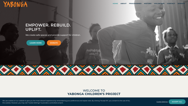Screenshot of the Yabonga (UK) website