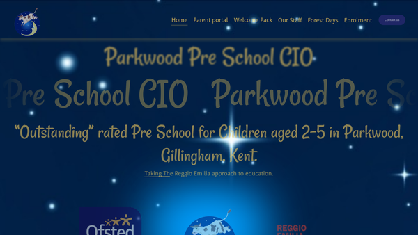 Screenshot of the Parkwood Pre-School CIO website