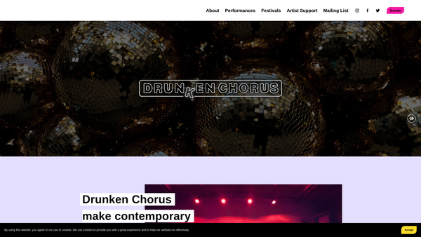 Screenshot of the Drunken Chorus website