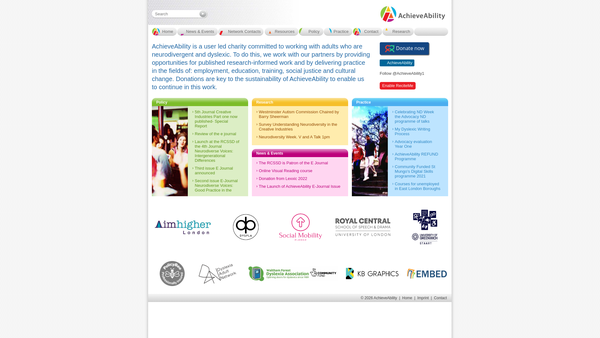 Screenshot of the Achieveability Limited website