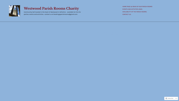 Screenshot of the Westwood Parish Room Charity website