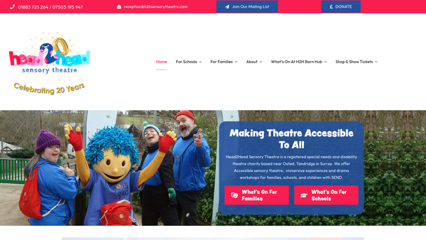 Screenshot of the Head2head Theatre website