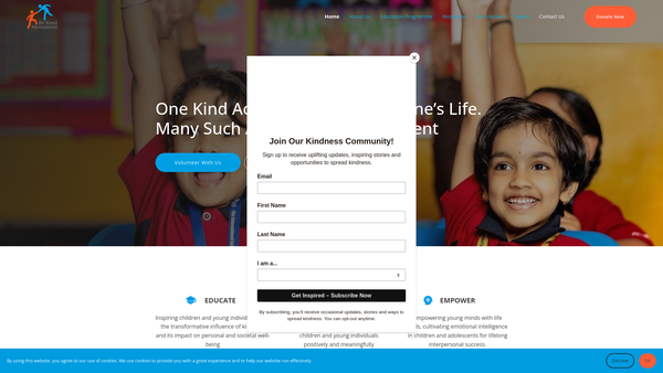 Screenshot of the Be Kind Movement website