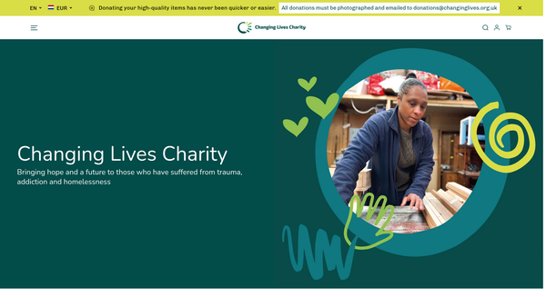 Screenshot of the Changing Lives Charity website