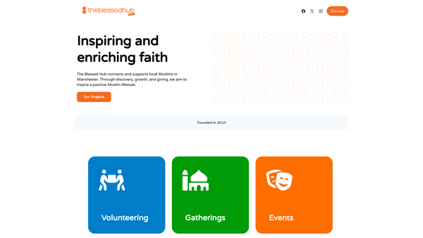Screenshot of the The Blessed Hub website