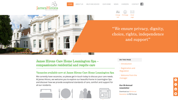 Screenshot of the James Hirons website