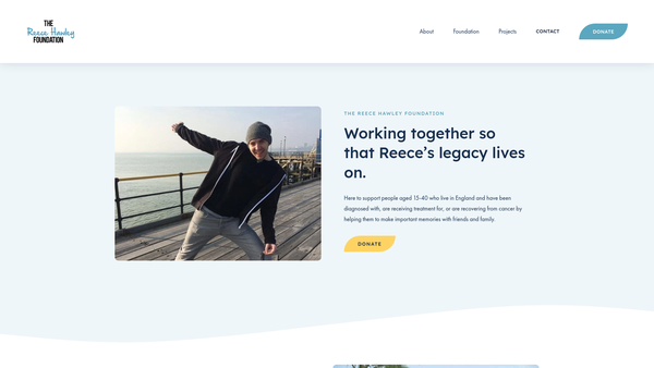 Screenshot of the The Reece Hawley Foundation website