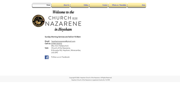 Screenshot of the Heysham Church Of The Nazarene website