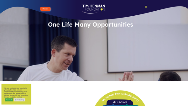 Screenshot of the The Tim Henman Foundation website