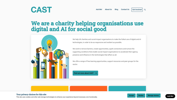 Screenshot of the Centre For The Acceleration Of Social Technology website