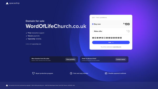 Screenshot of the Word Of Life Christian Centre Darlington website