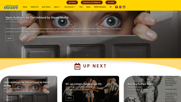 Screenshot of the Market Harborough Drama Society website