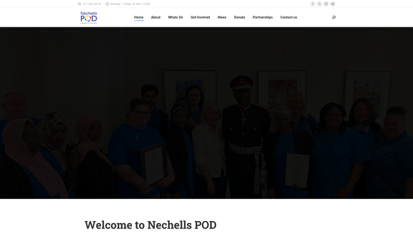 Screenshot of the Shine@nechellspod website