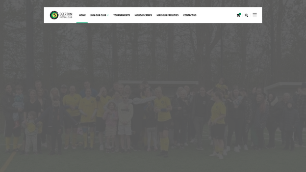 Screenshot of the Egerton Football Club website