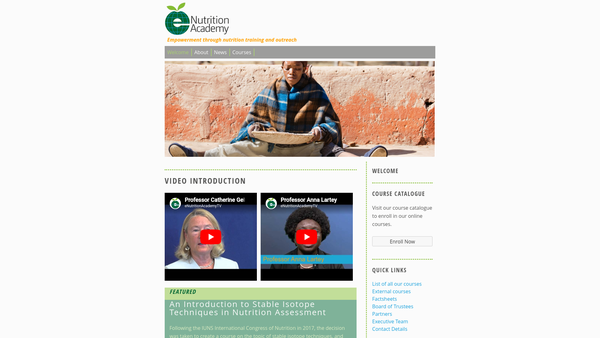 Screenshot of the The E-Nutrition Academy website