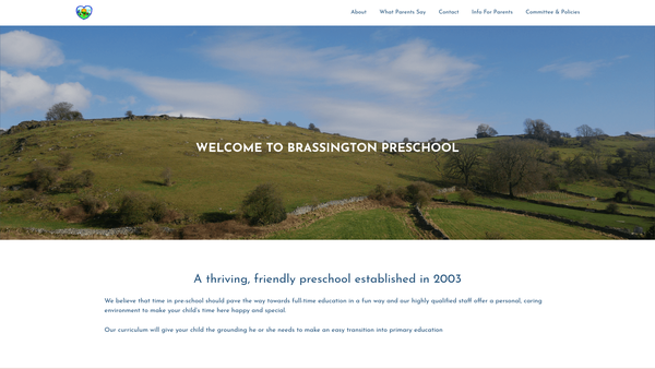 Screenshot of the Brassington Pre-School website