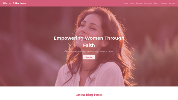 Screenshot of the Woman And Her Lover Ministries website