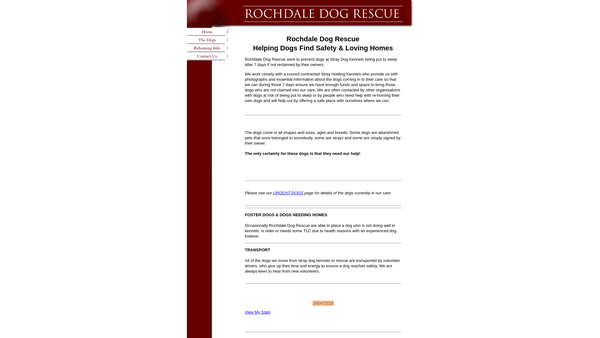 Screenshot of the Rochdale Dog Rescue website