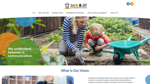 Screenshot of the Jack And Jill Community Pre-School website