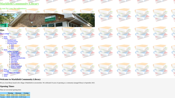 Screenshot of the Markfield Community Library website