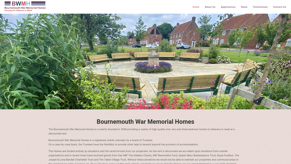 Screenshot of the Bournemouth War Memorial Homes website