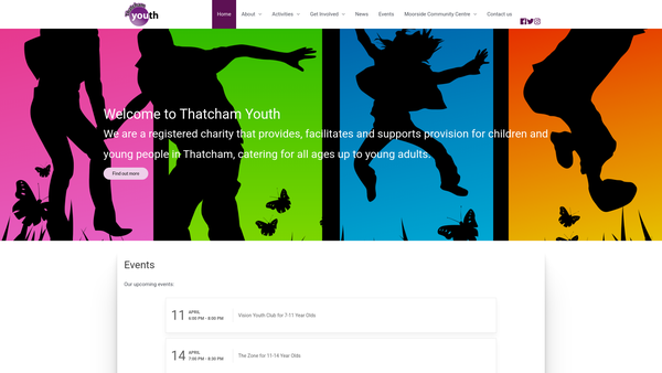 Screenshot of the Thatcham Youth website