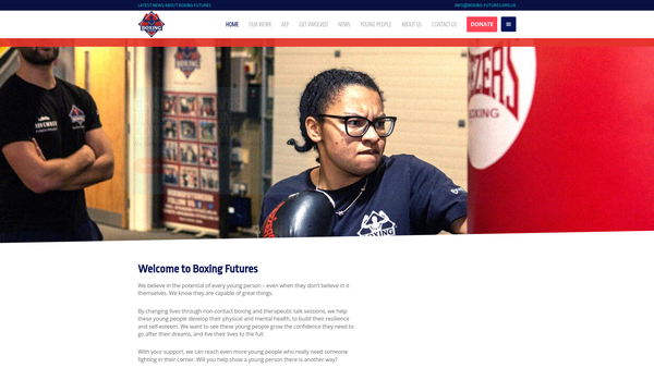 Screenshot of the Boxing Futures Ltd website
