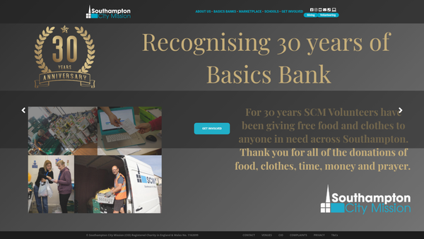 Screenshot of the Southampton City Mission (CIO) website