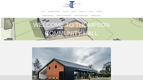 Screenshot of the Thompson Community Hall website