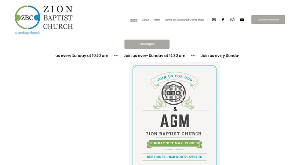 Screenshot of the Zion Baptist Church website